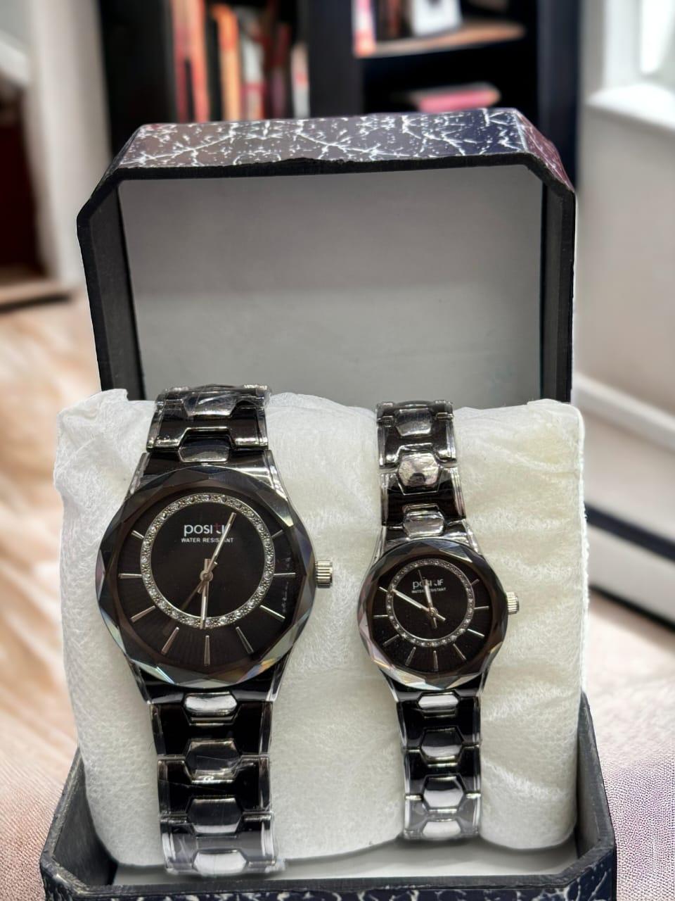 Couple's Quartz Movement Analogue Watch with Chain Strap - 2 Pcs